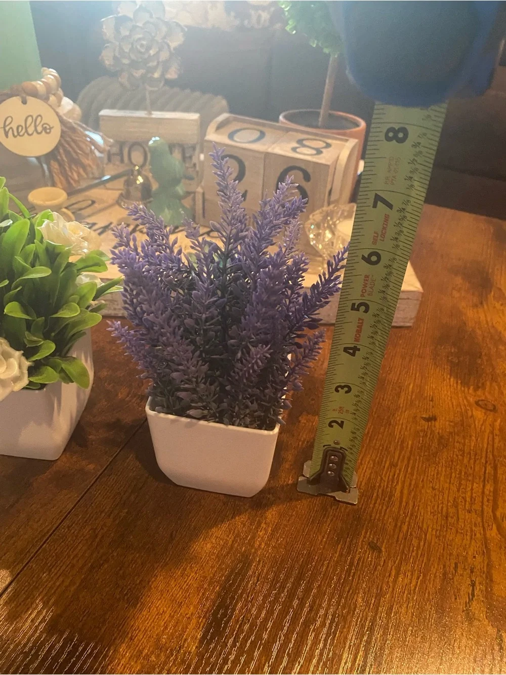 Faux Lavender and White Blossom Potted Duo -